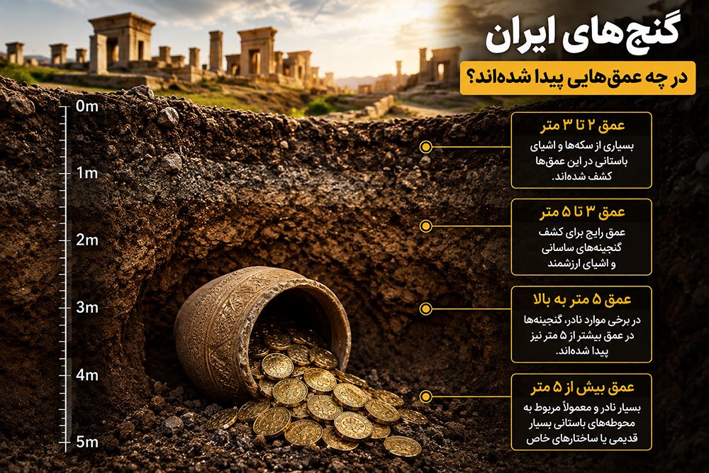 ارزشمندترین گنجهای ایران در چه عمقی از خاک پیدا شدند؟